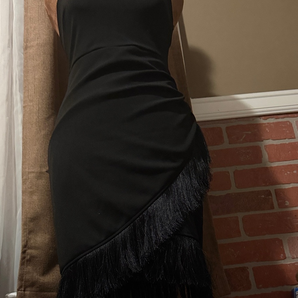 Elegant Black Fringe Dress